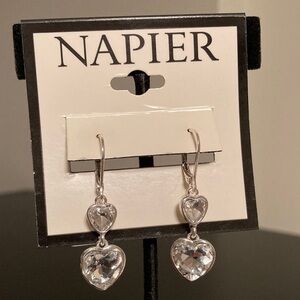 Napier Silver Heart Dangle Earrings